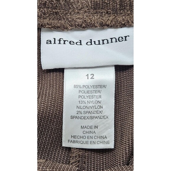 Alfred Dunner Pants Women 12 Brown Pull On Corduroy Elastic Waist Stretch Petite - Picture 5 of 8